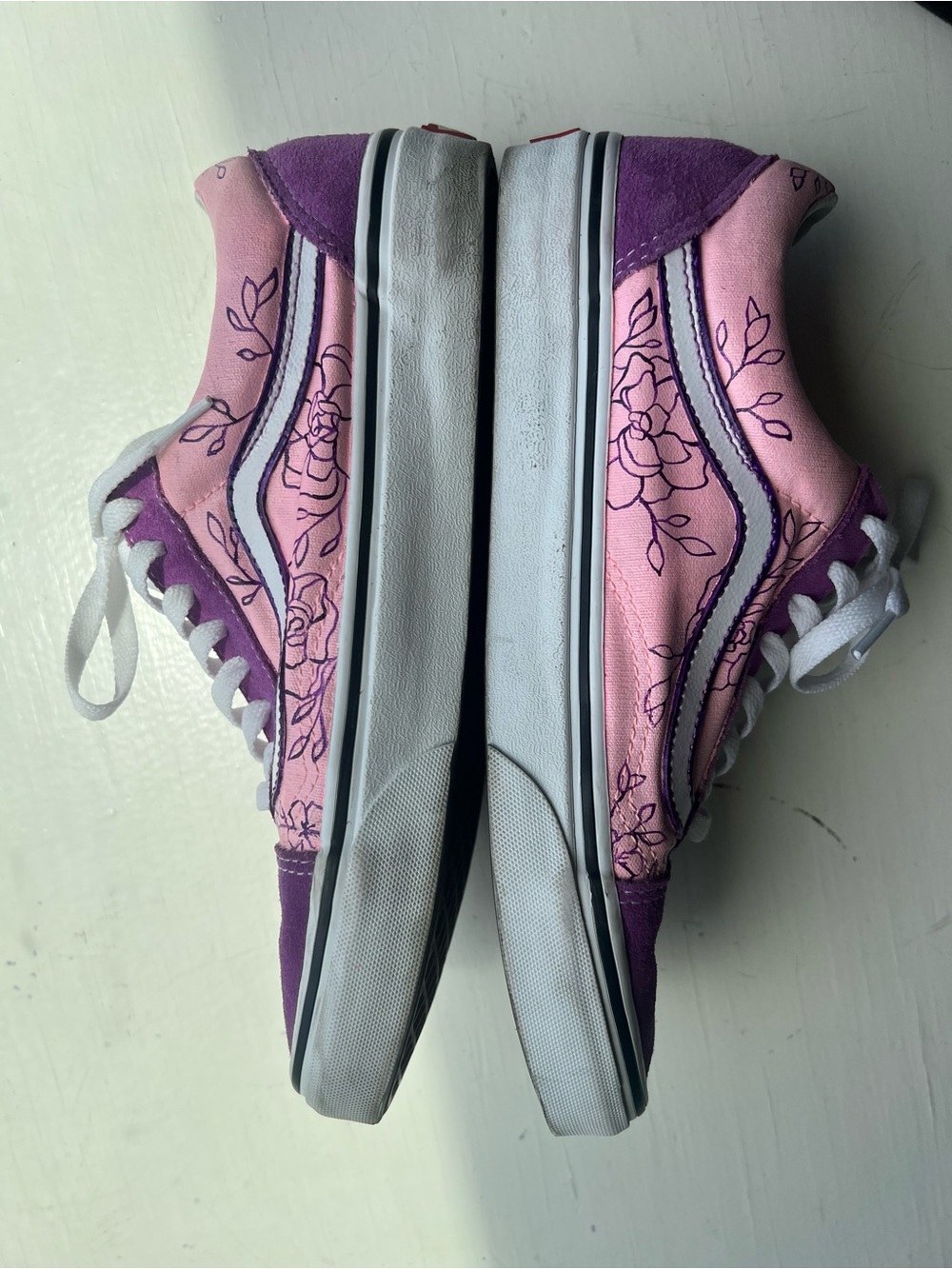 Vans Purple Suede with Pink Floral Shoes, 9.5 women’s - Picture 8 of 9